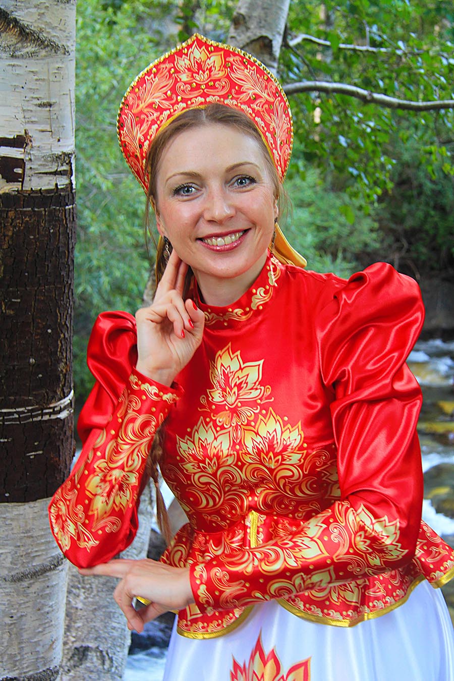 Women in Slavic costumes in Doha