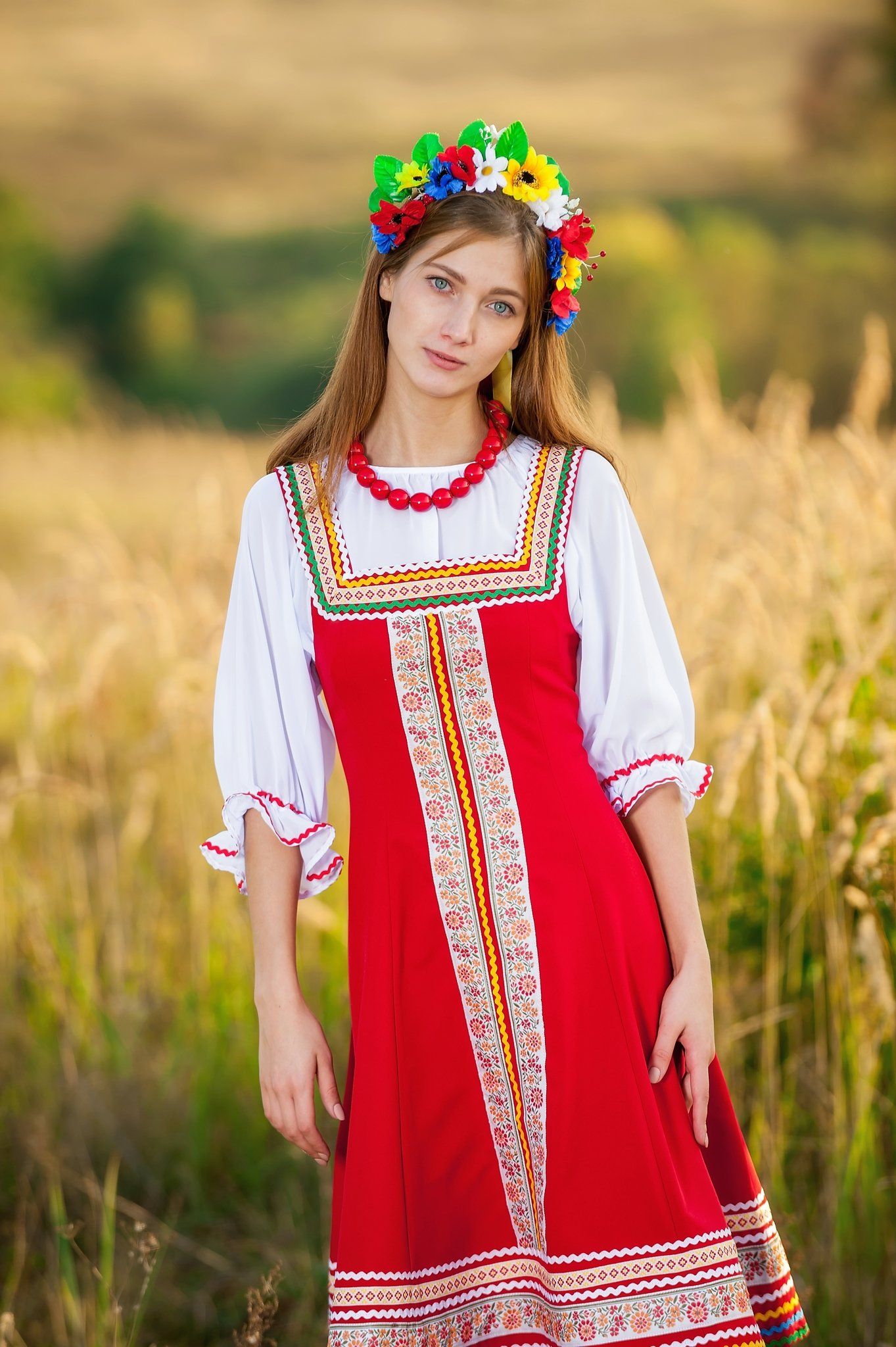 Women in Slavic costumes in Doha